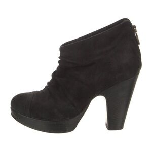 Fiorentini & Baker Black Suede Booties Size 41/11 Back Zip